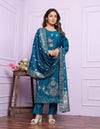 Delightful Russian Silk Blue Color Kurta With Pent