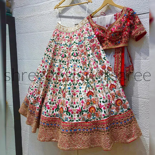 Beautiful Embroidery Work White Color Lehenga Choli