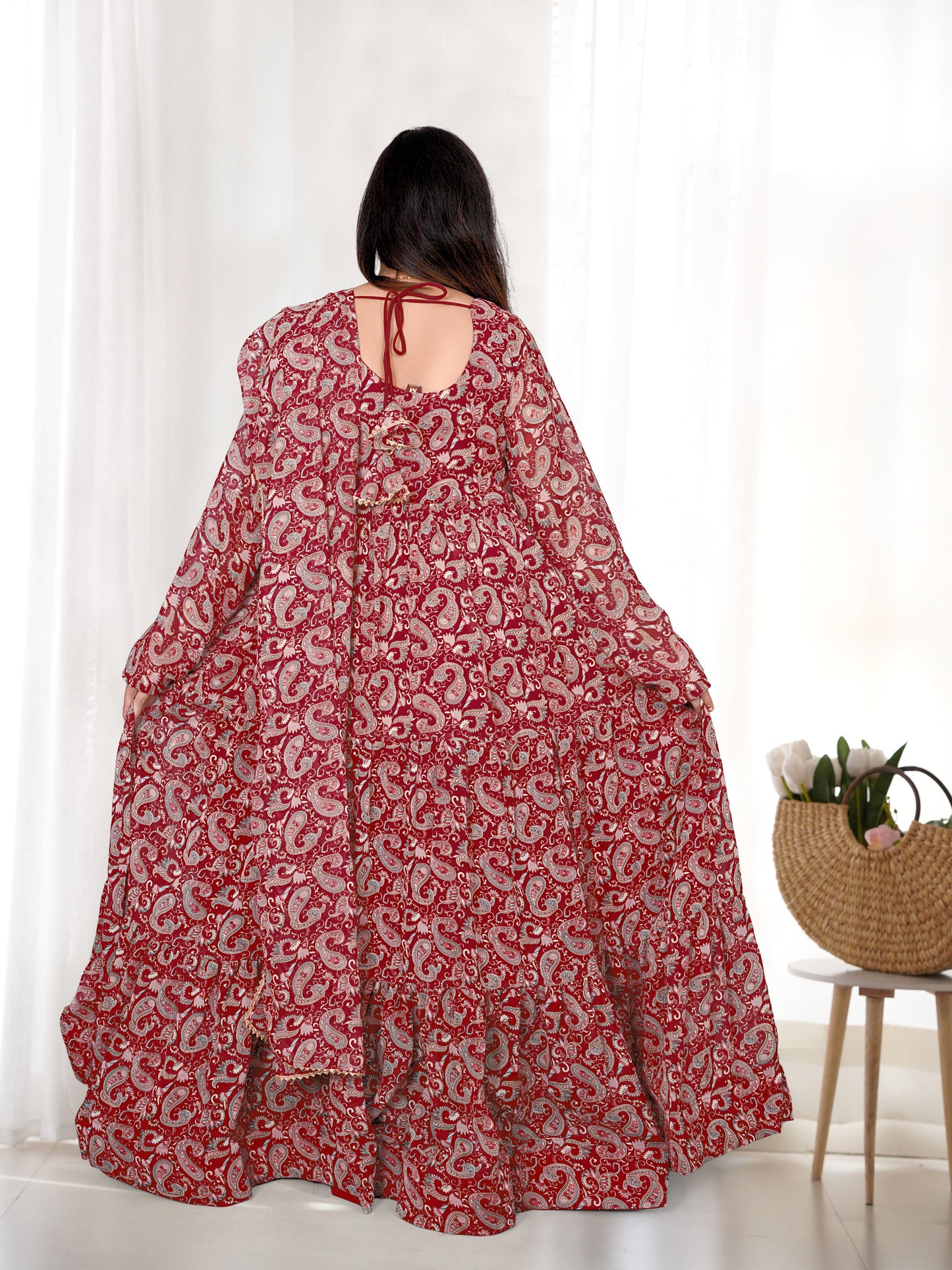 Wonderful Georgette Maroon Color Anarkali Gown