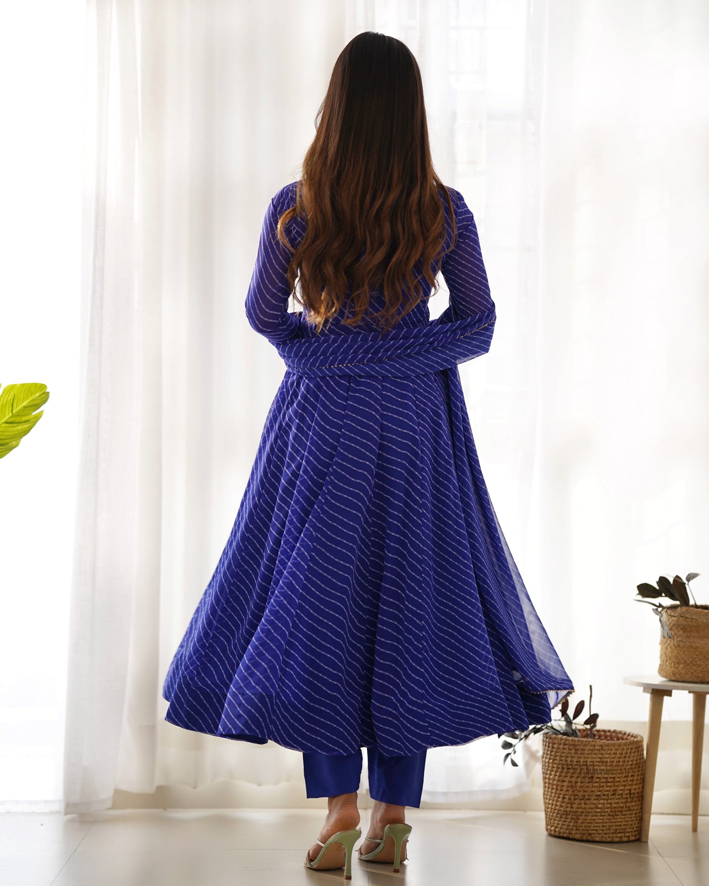 Alluring Georgette Blue And Aqua Green Color Anarkali Suit