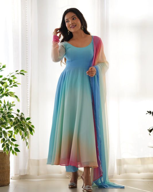 Festive Wear Georgette Multi Color Anarkali Gown