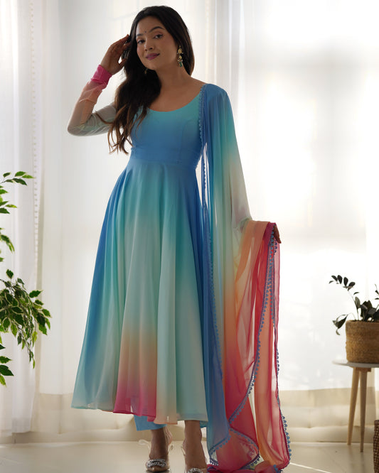 Festive Wear Georgette Multi Color Anarkali Gown