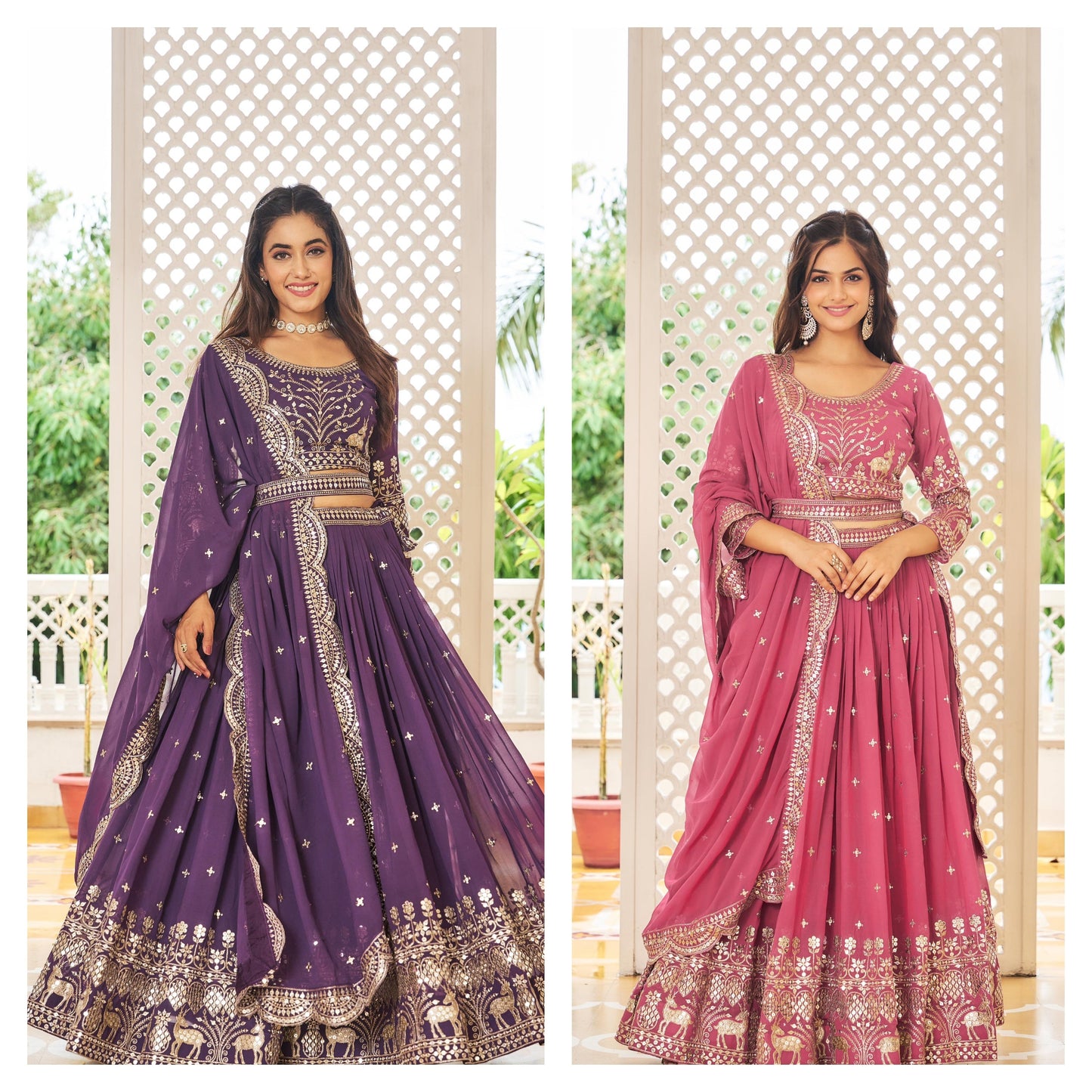 Beautiful Sequence Work Purple And Pink Color Lehenga Choli