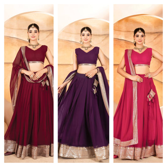 Demanding Embroidered Work Maroon, Wine & Pink Color Lehenga Choli TD-6055