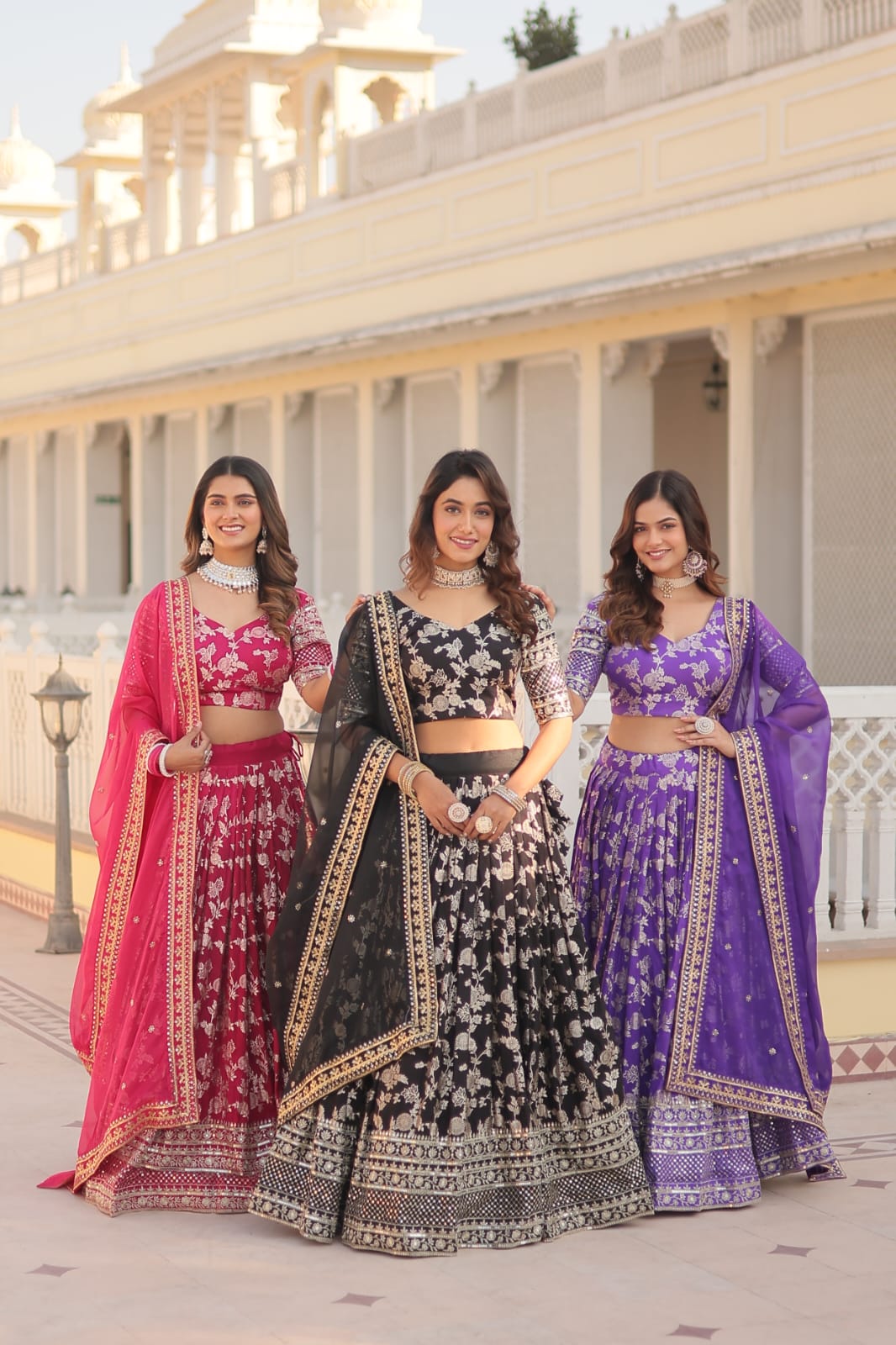 Weeding Wear Yellow And Maroon Color Jacquard Sequence Work Lehenga Choli