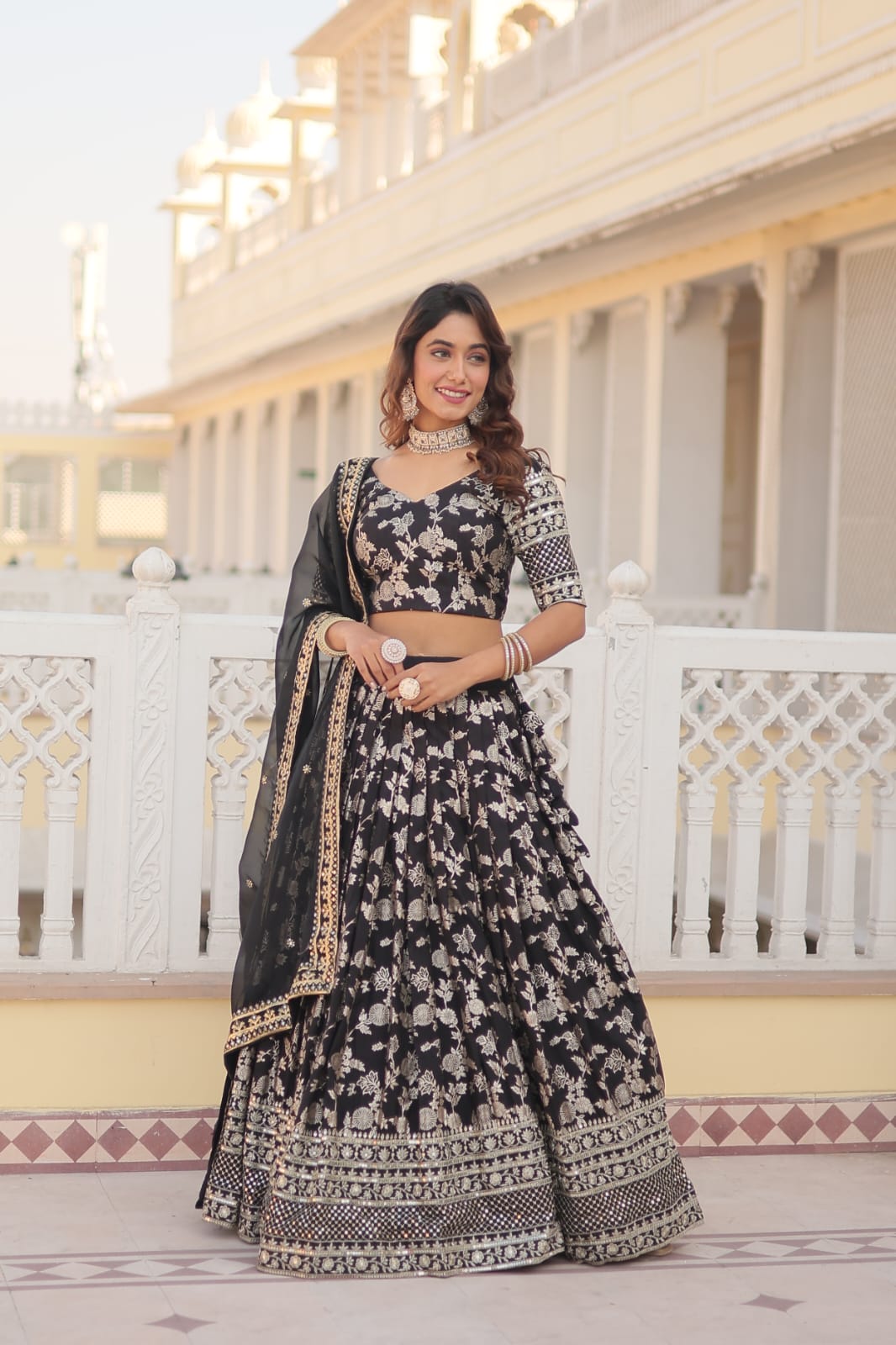 Weeding Wear Yellow And Maroon Color Jacquard Sequence Work Lehenga Choli