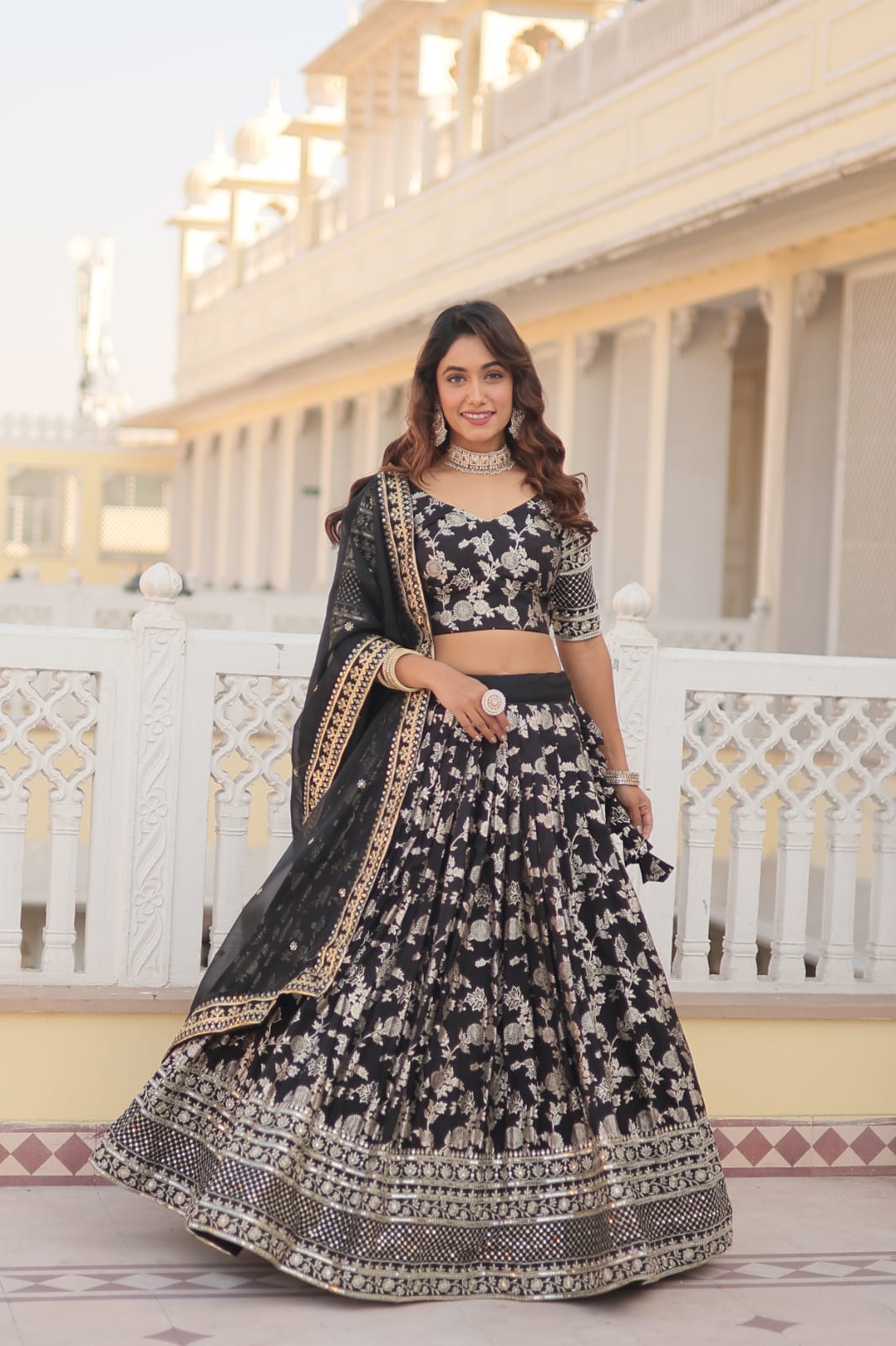 Weeding Wear Yellow And Maroon Color Jacquard Sequence Work Lehenga Choli