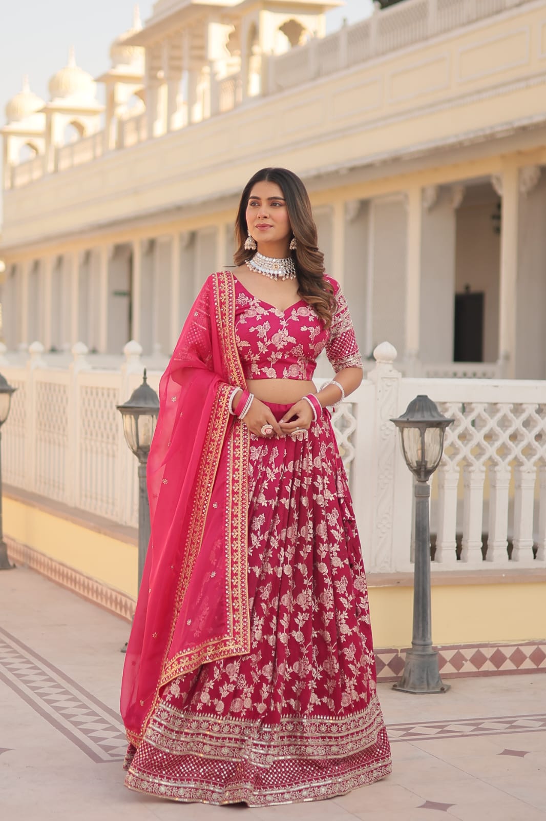 Weeding Wear Yellow And Maroon Color Jacquard Sequence Work Lehenga Choli