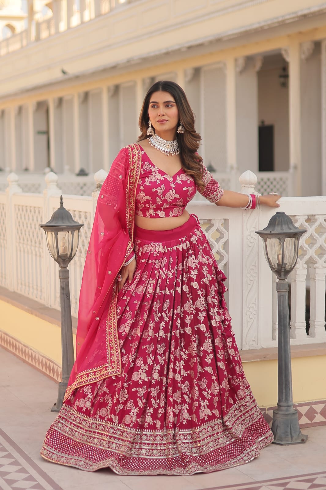 Weeding Wear Yellow And Maroon Color Jacquard Sequence Work Lehenga Choli