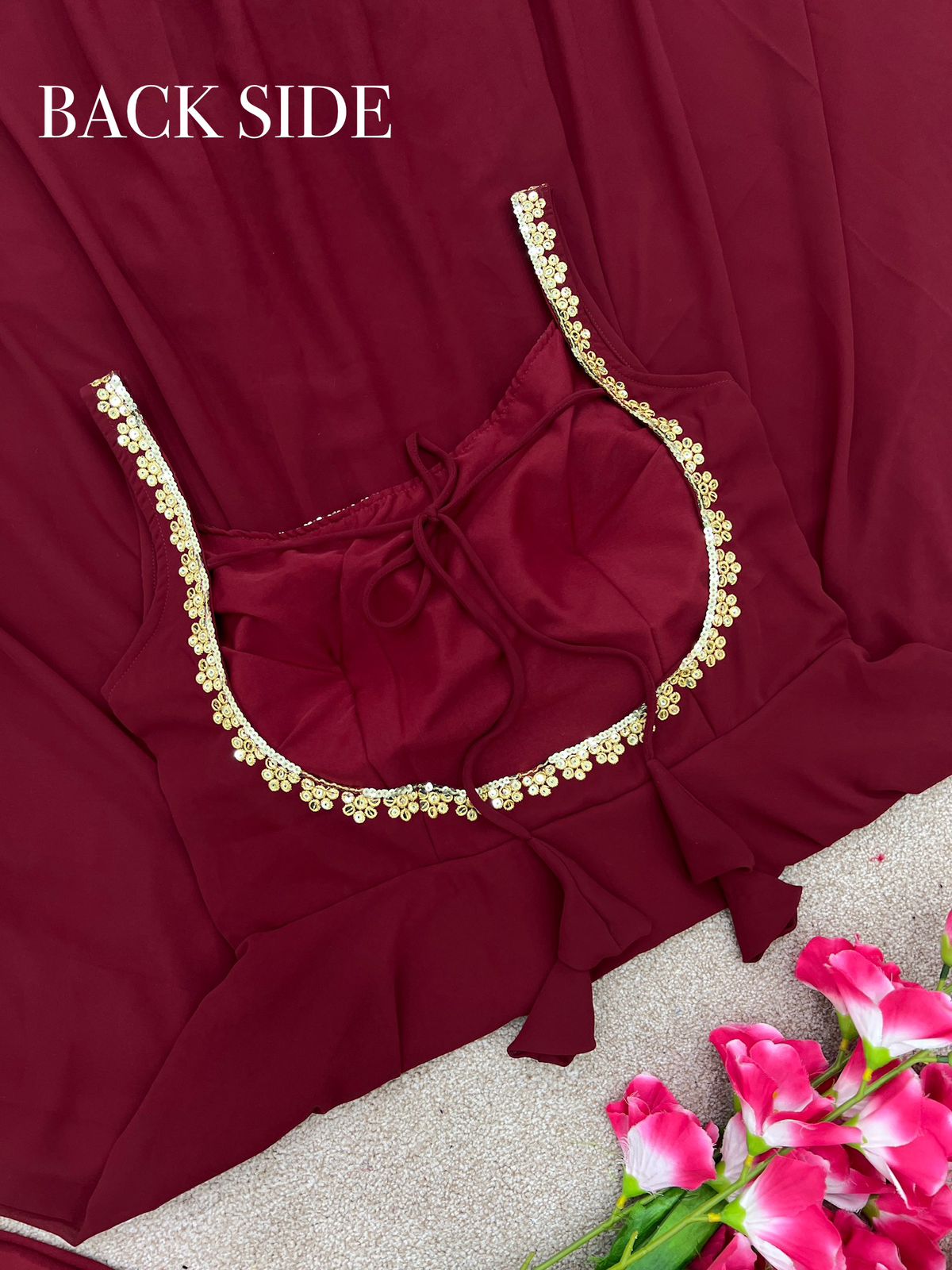 Presenting Red Color Plain Georgette Gown