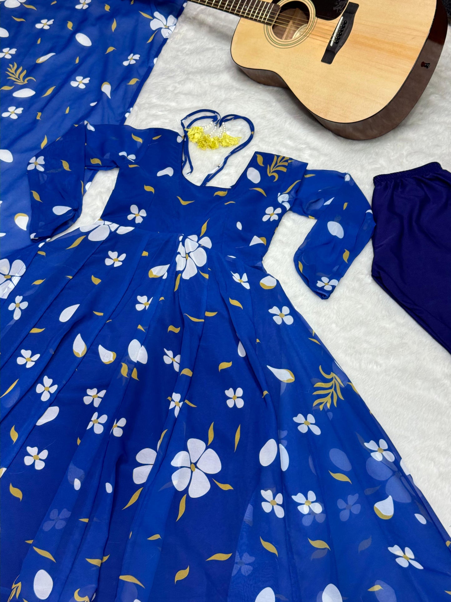 Classy Blue Color Digital Print Anarkali Suit Set TD-6011
