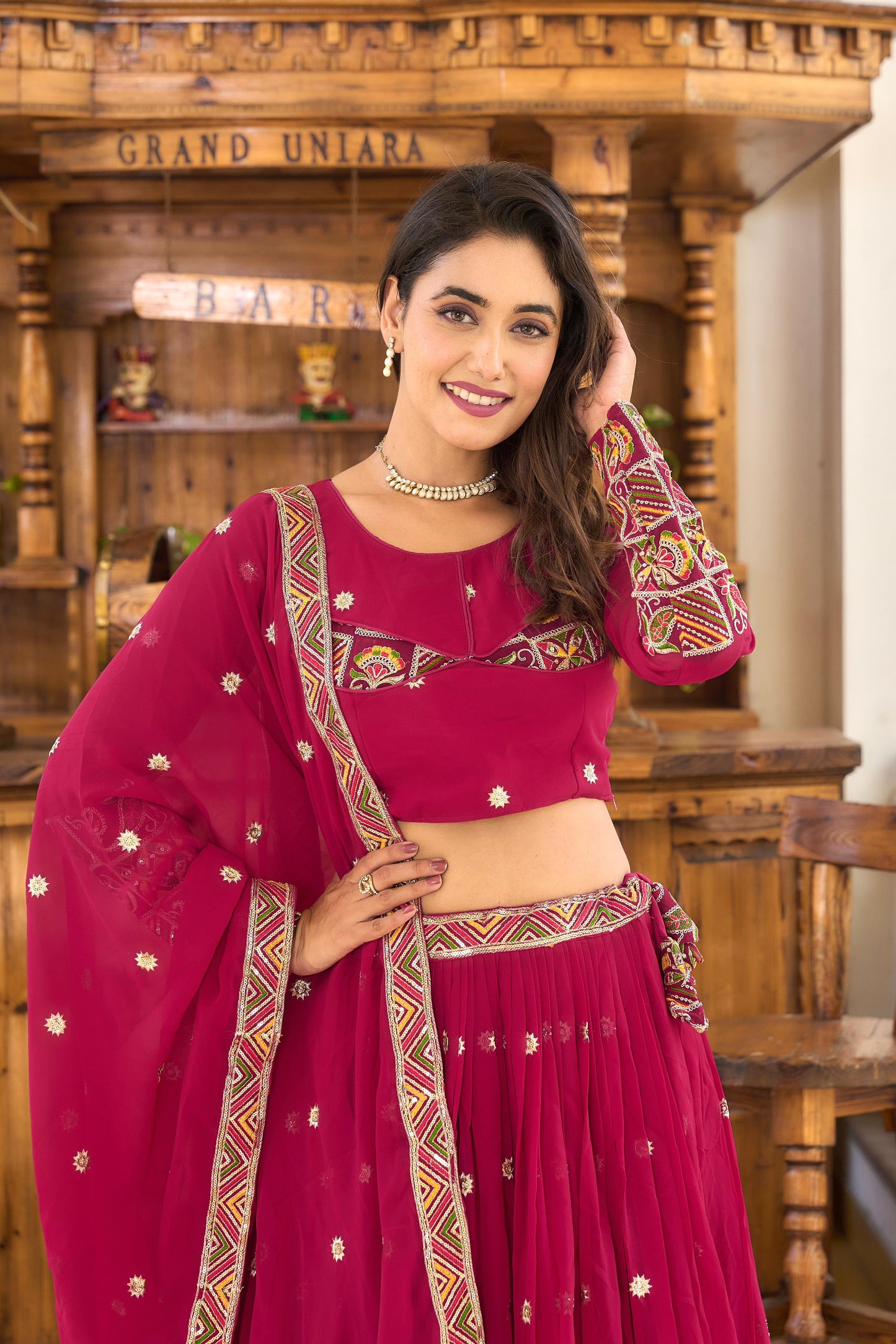 Stunning Georgette Purple And Pink Color Lehenga Choli