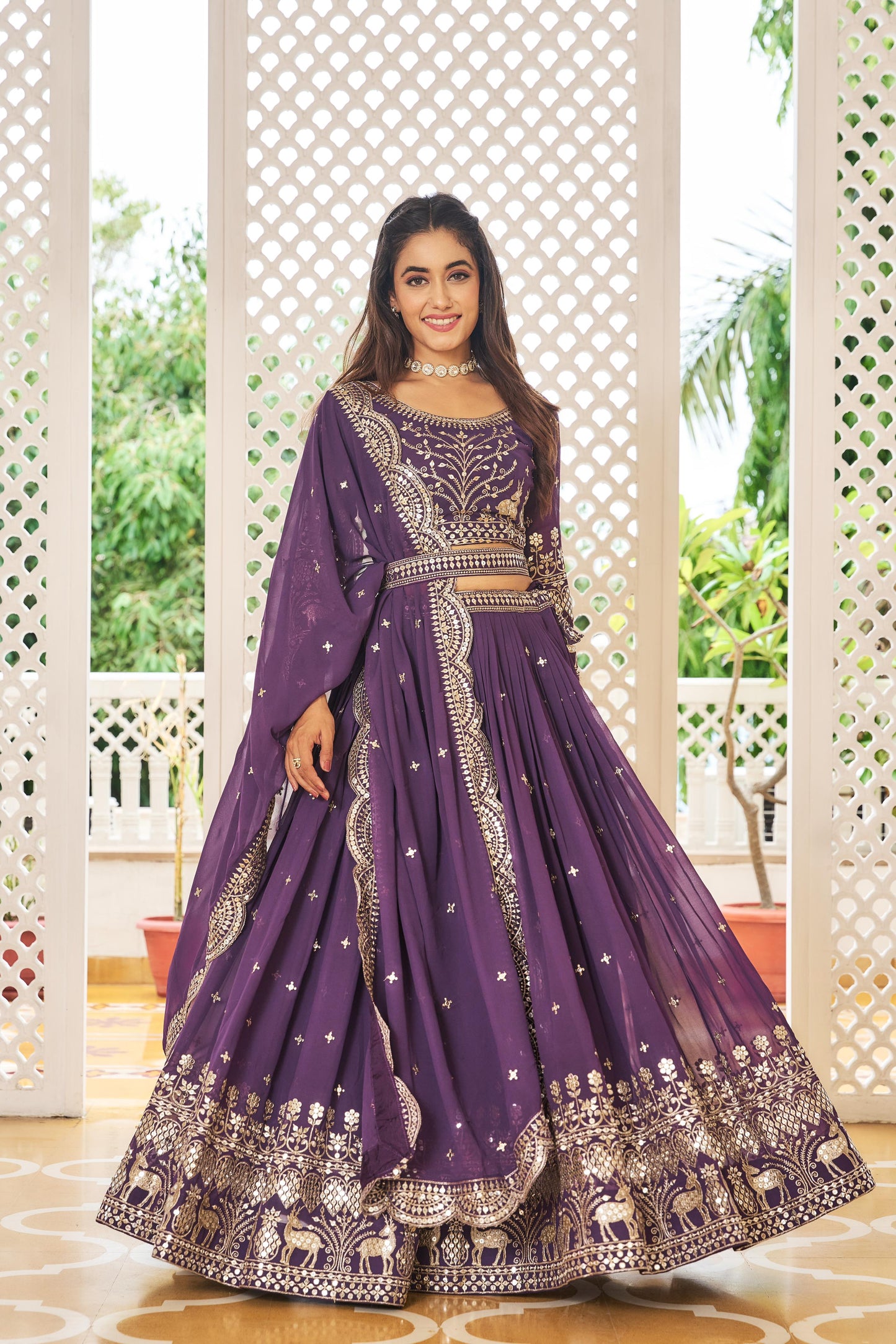 Beautiful Sequence Work Purple And Pink Color Lehenga Choli