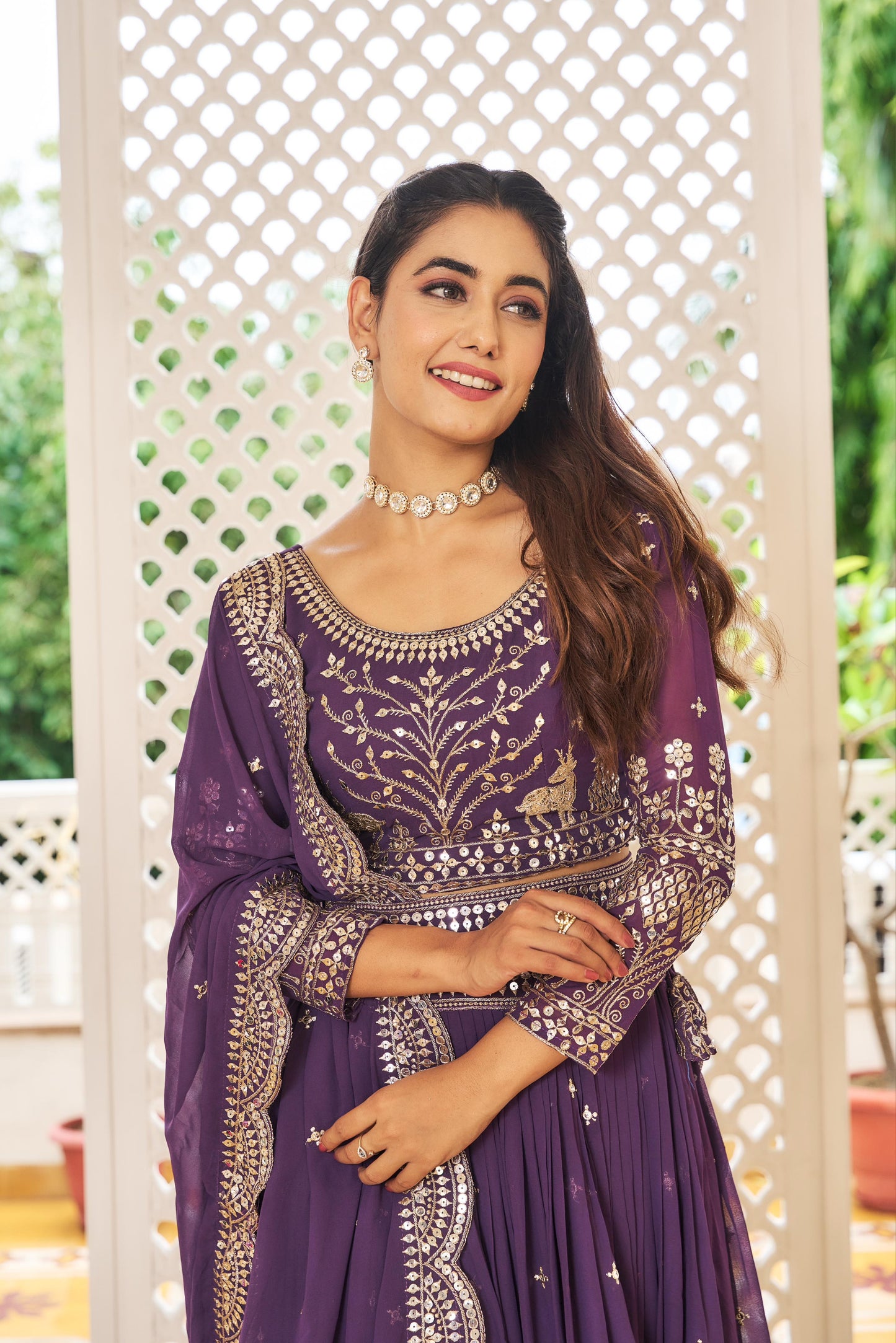 Beautiful Sequence Work Purple And Pink Color Lehenga Choli