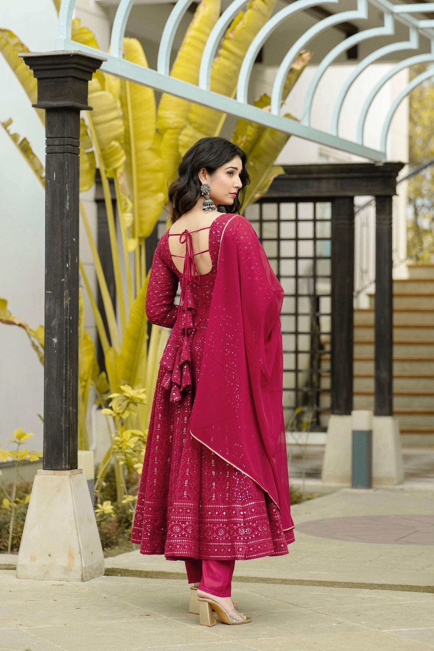 Captivating Georgette Maroon Color Anarkali Suit Set TD-6013