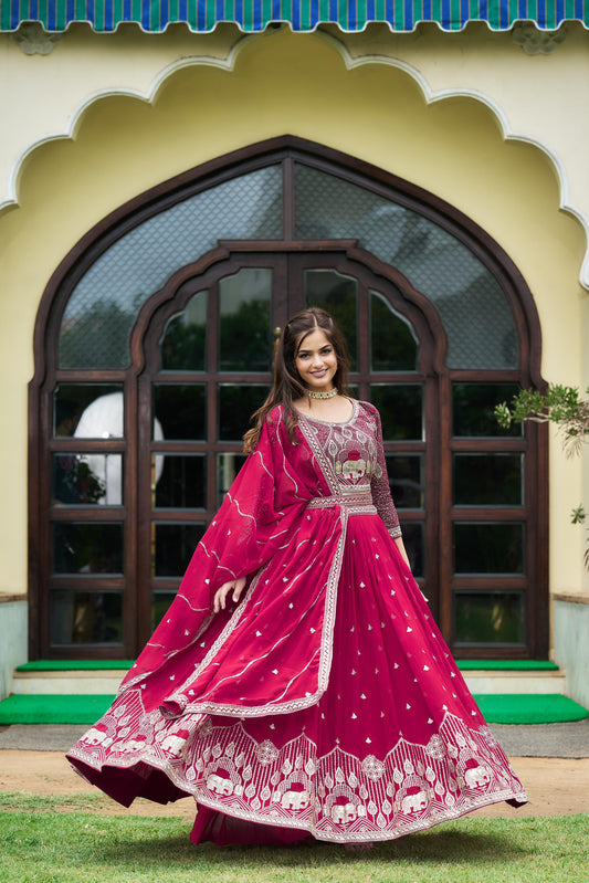 Stunning Sequence Work Pink & Purple Color Lehenga Choli