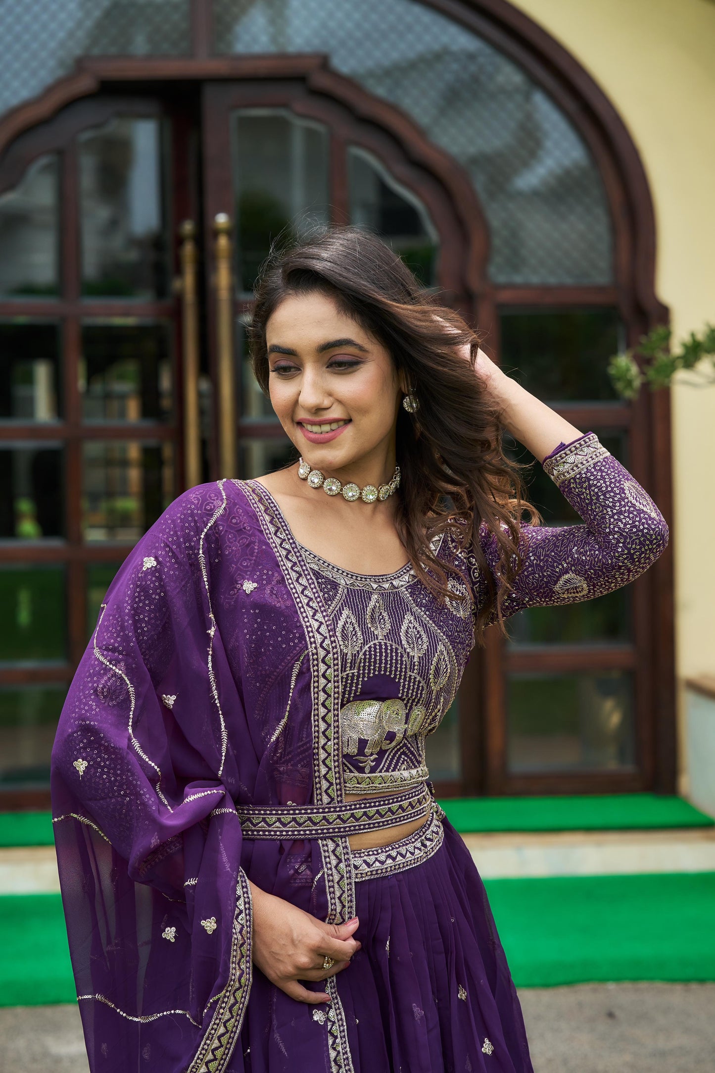 Stunning Sequence Work Pink & Purple Color Lehenga Choli