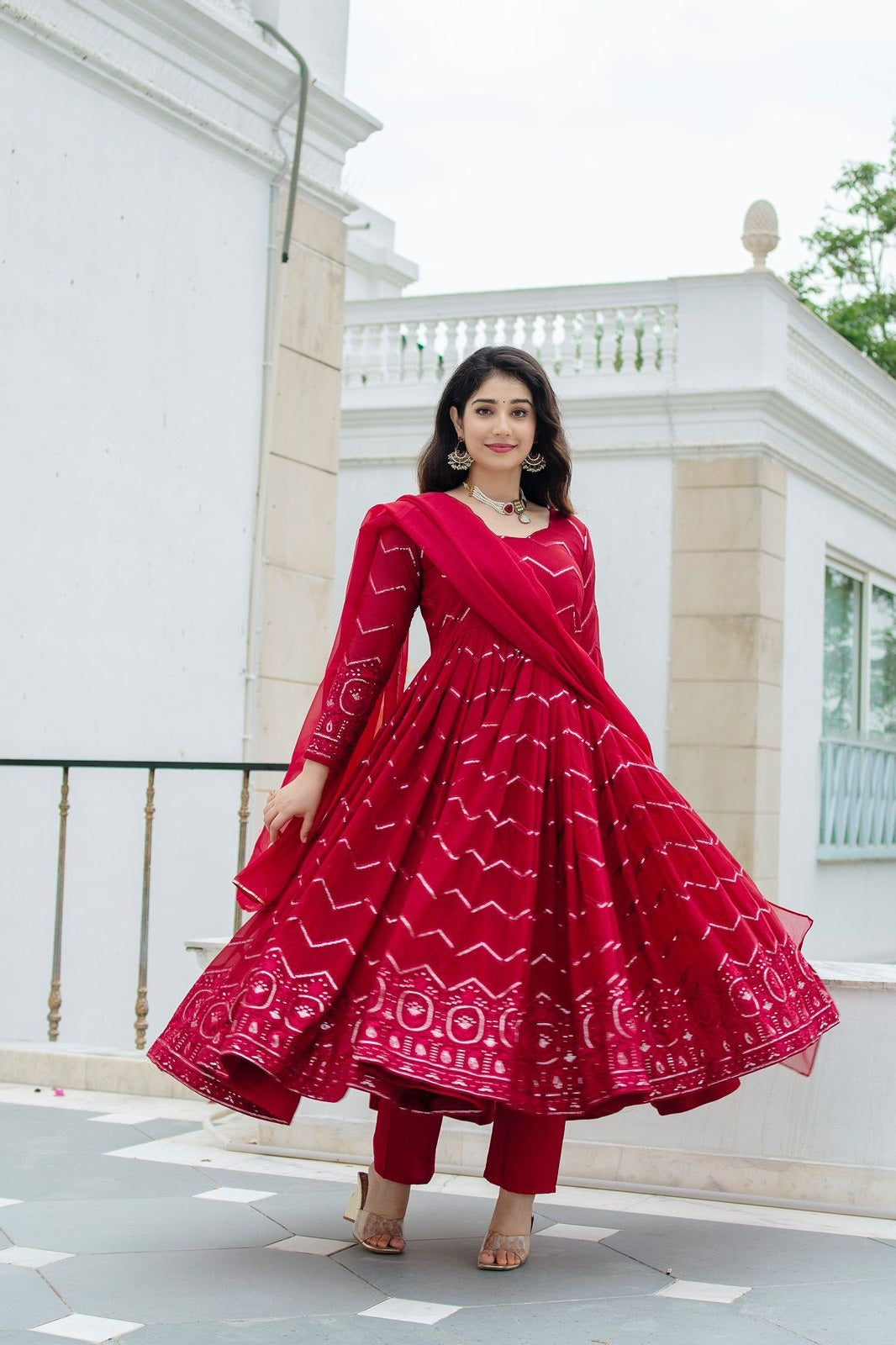 Amazing Georgette Maroon Designer Anarkali Suit TD-6016