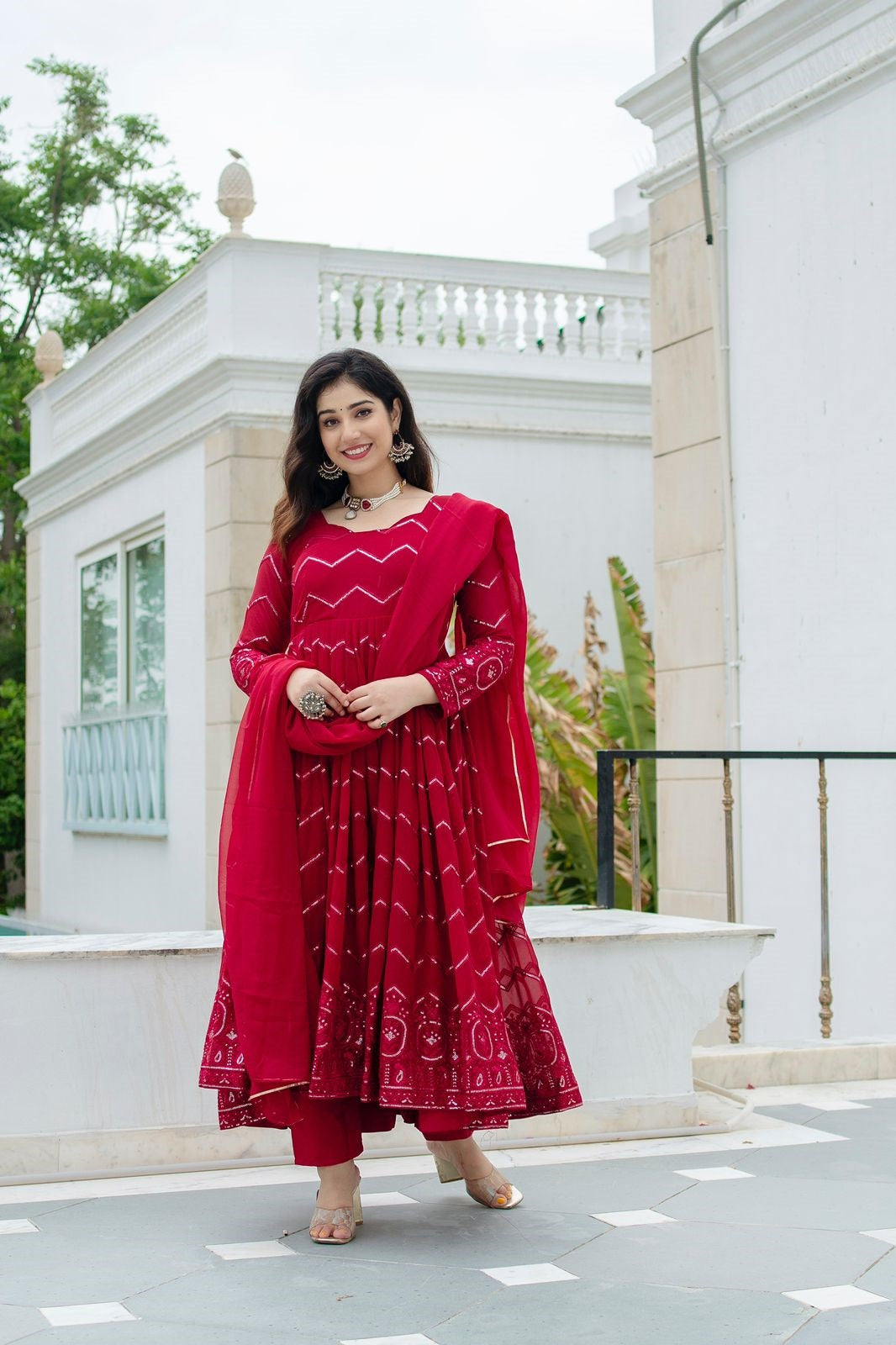 Amazing Georgette Maroon Designer Anarkali Suit TD-6016