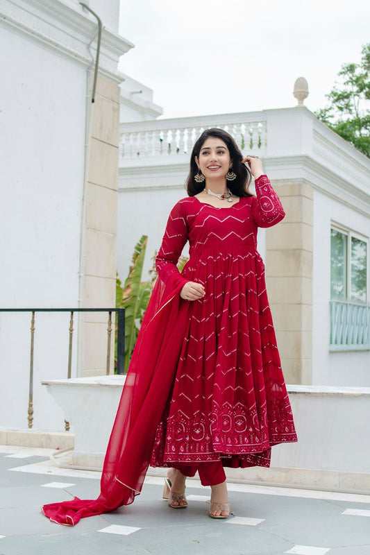 Amazing Georgette Maroon Designer Anarkali Suit TD-6016