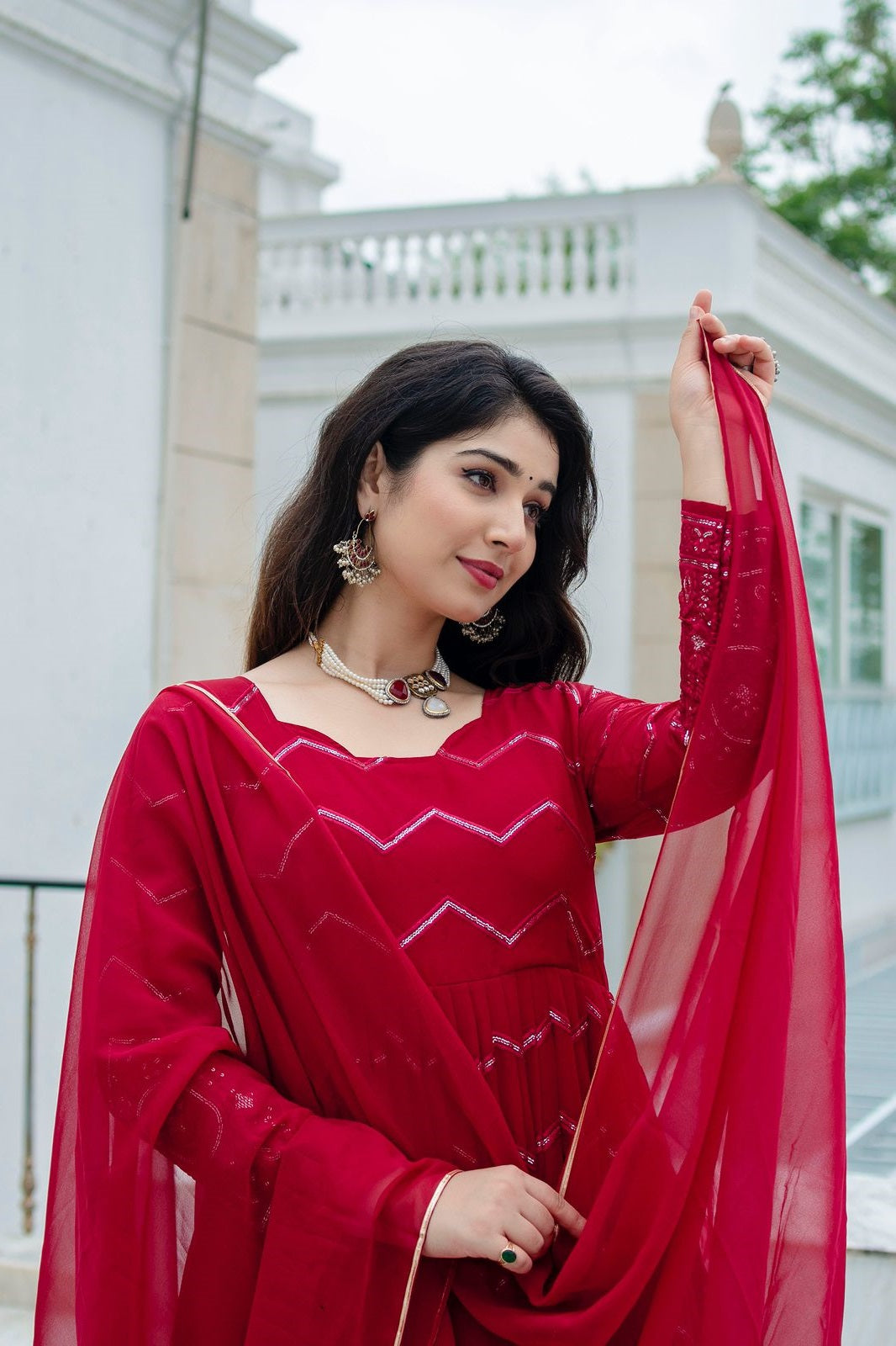 Amazing Georgette Maroon Designer Anarkali Suit TD-6016