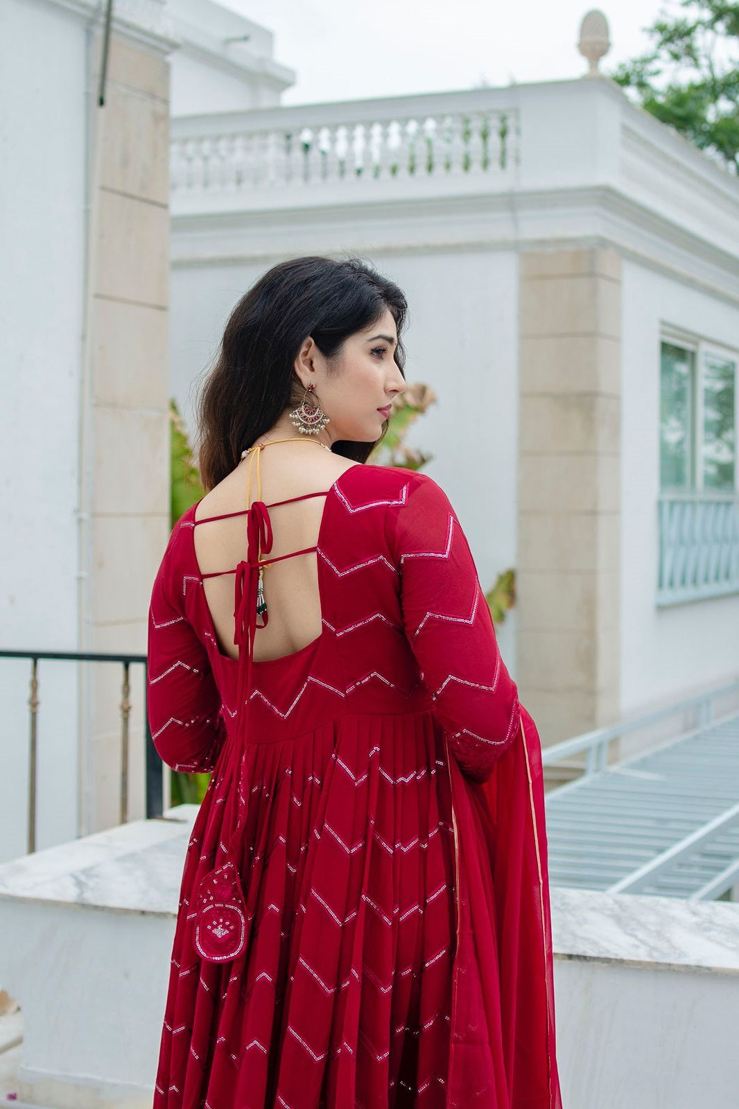 Amazing Georgette Maroon Designer Anarkali Suit TD-6016