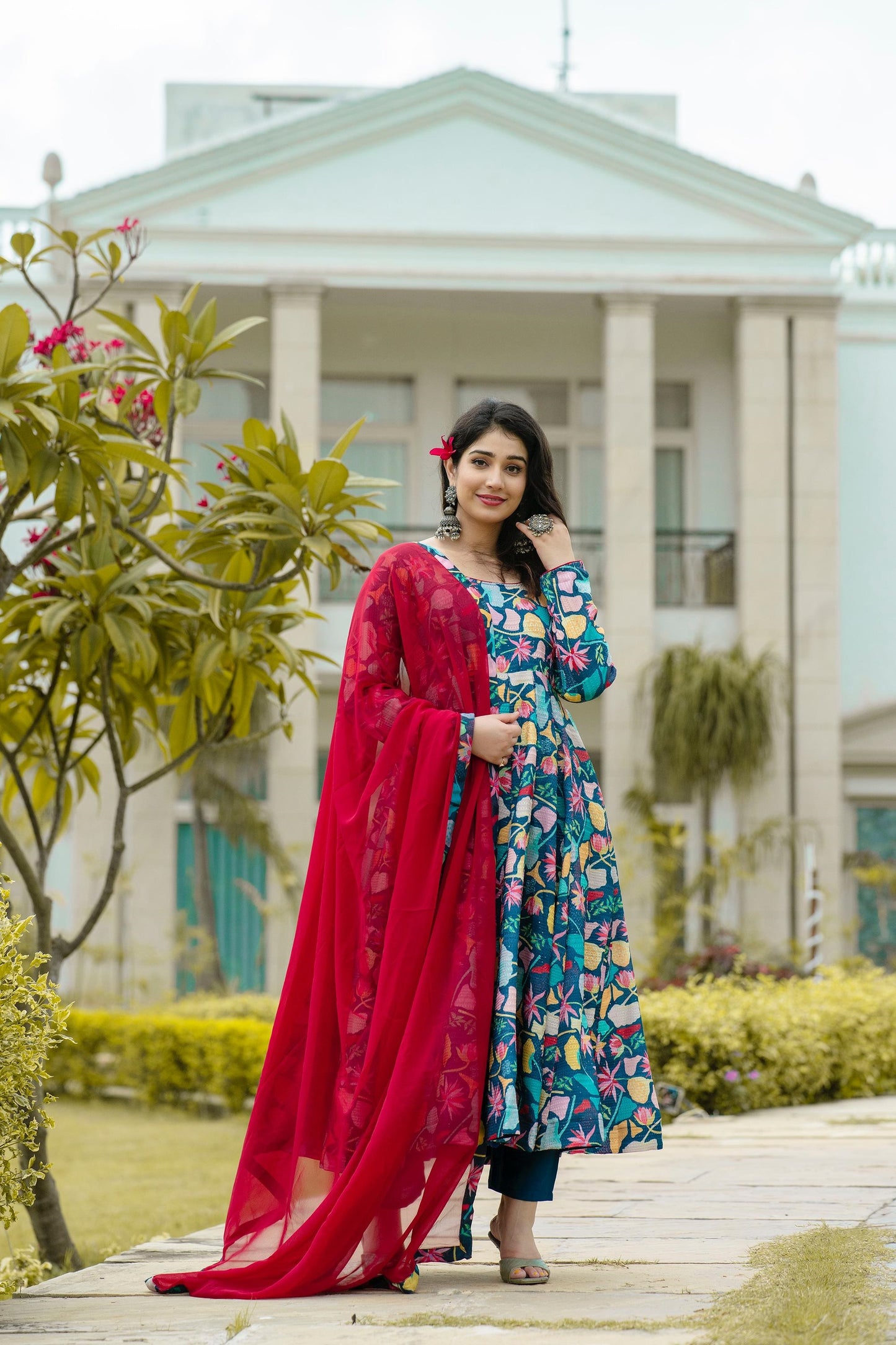 Beautiful Full Sleeves Maslin Fabric Anarkali Suit TD-6017