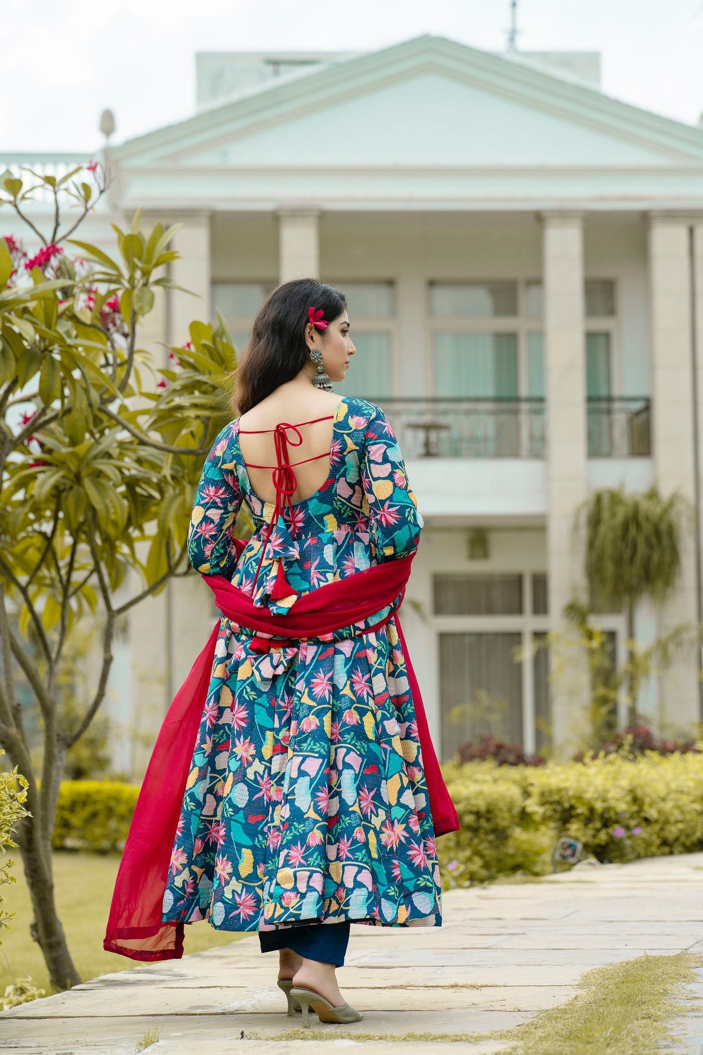 Beautiful Full Sleeves Maslin Fabric Anarkali Suit TD-6017