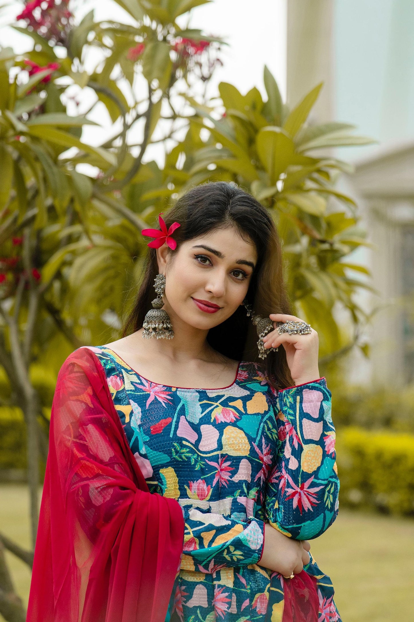 Beautiful Full Sleeves Maslin Fabric Anarkali Suit TD-6017