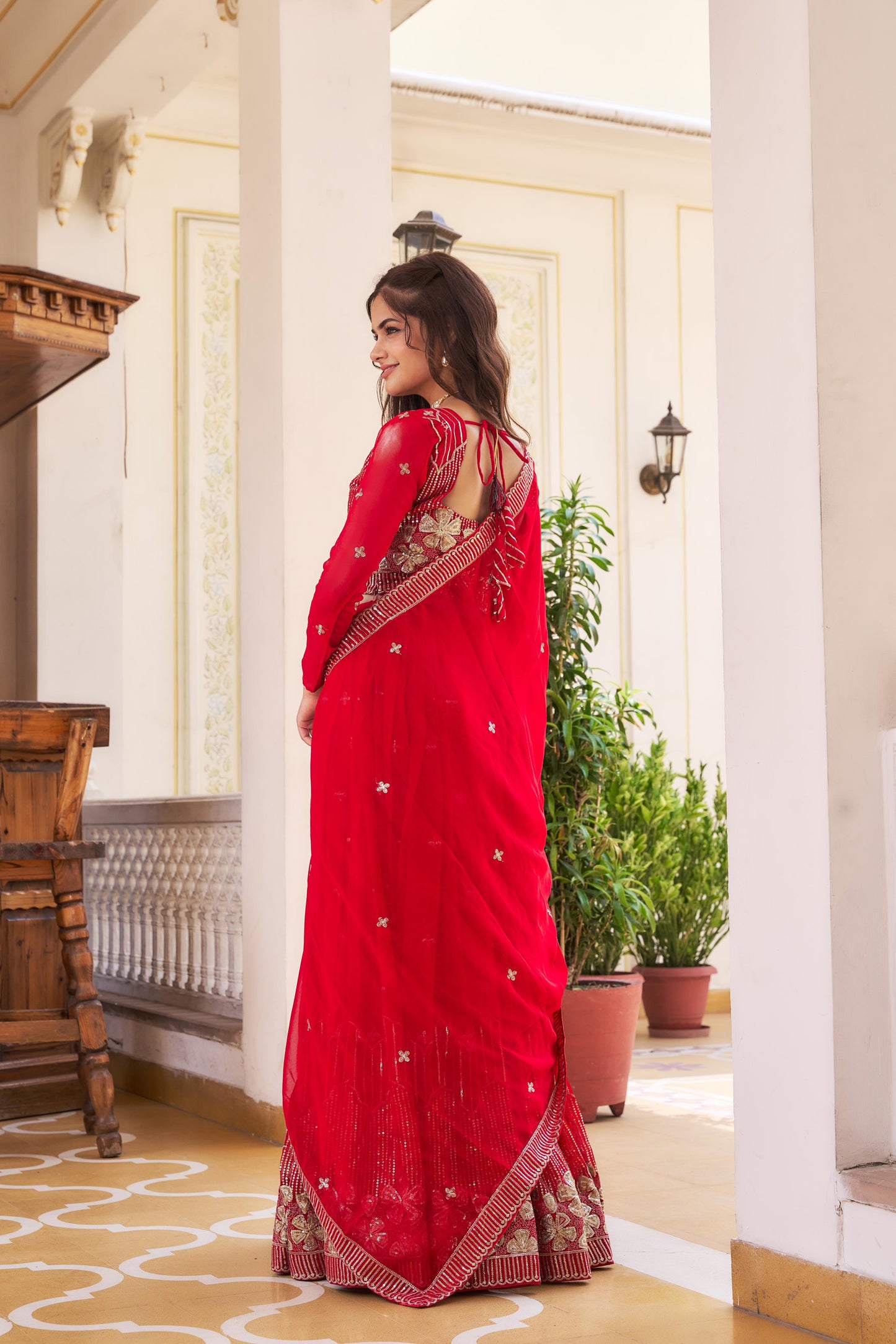 Classy Sequence Work Red & Yellow Color Lehenga Choli