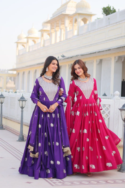 Graceful 3mm sequence Purple & Pink  Color Heavy Gown
