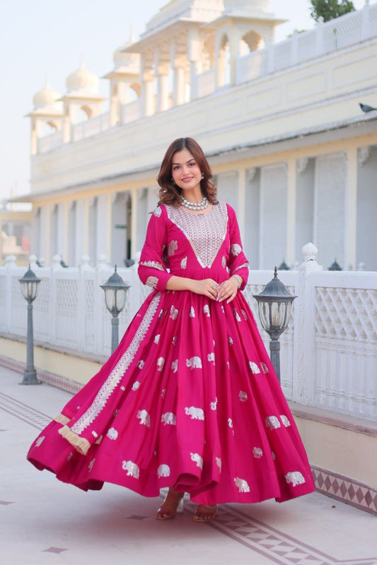 Graceful 3mm sequence Purple & Pink  Color Heavy Gown