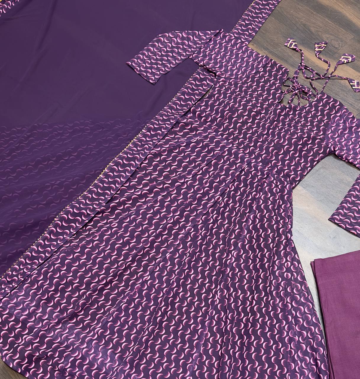 Beautiful Digital Print Full Sleeves Purple Anarkali Suit