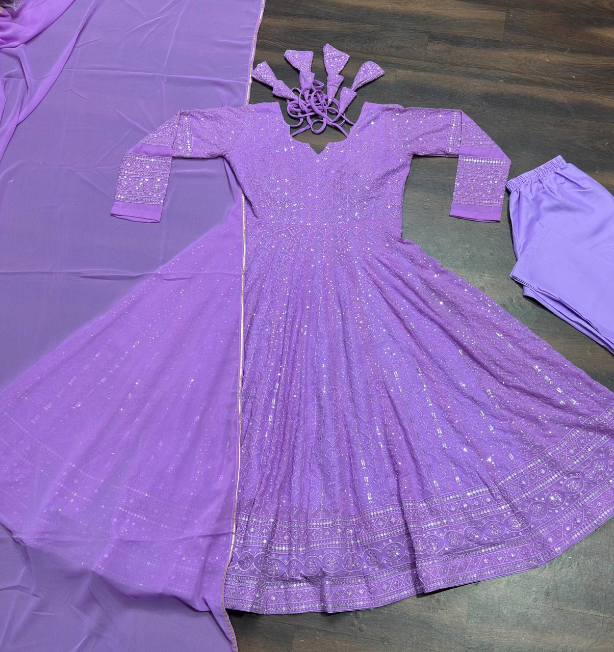 Attractive  Georgette Fabric Shining Anarkali Gown