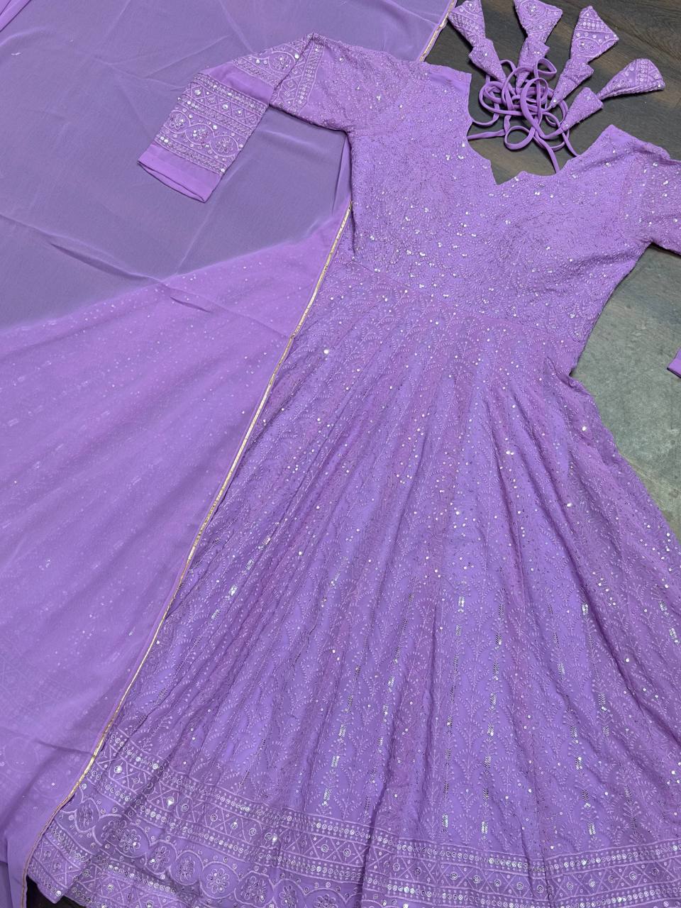 Attractive  Georgette Fabric Shining Anarkali Gown