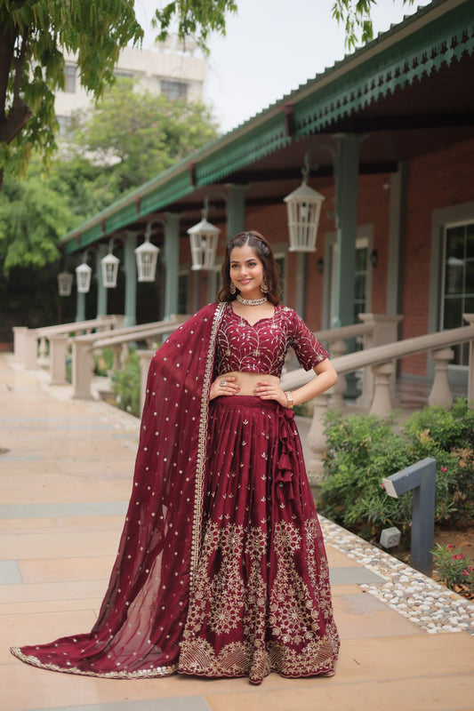 Luxuriant Rangoli Silk Maroon Color Lehenga Choli