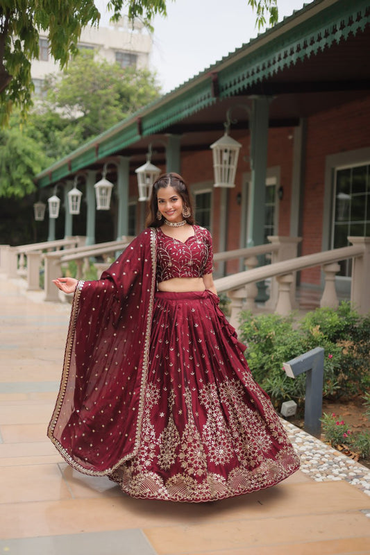 Luxuriant Rangoli Silk Maroon Color Lehenga Choli