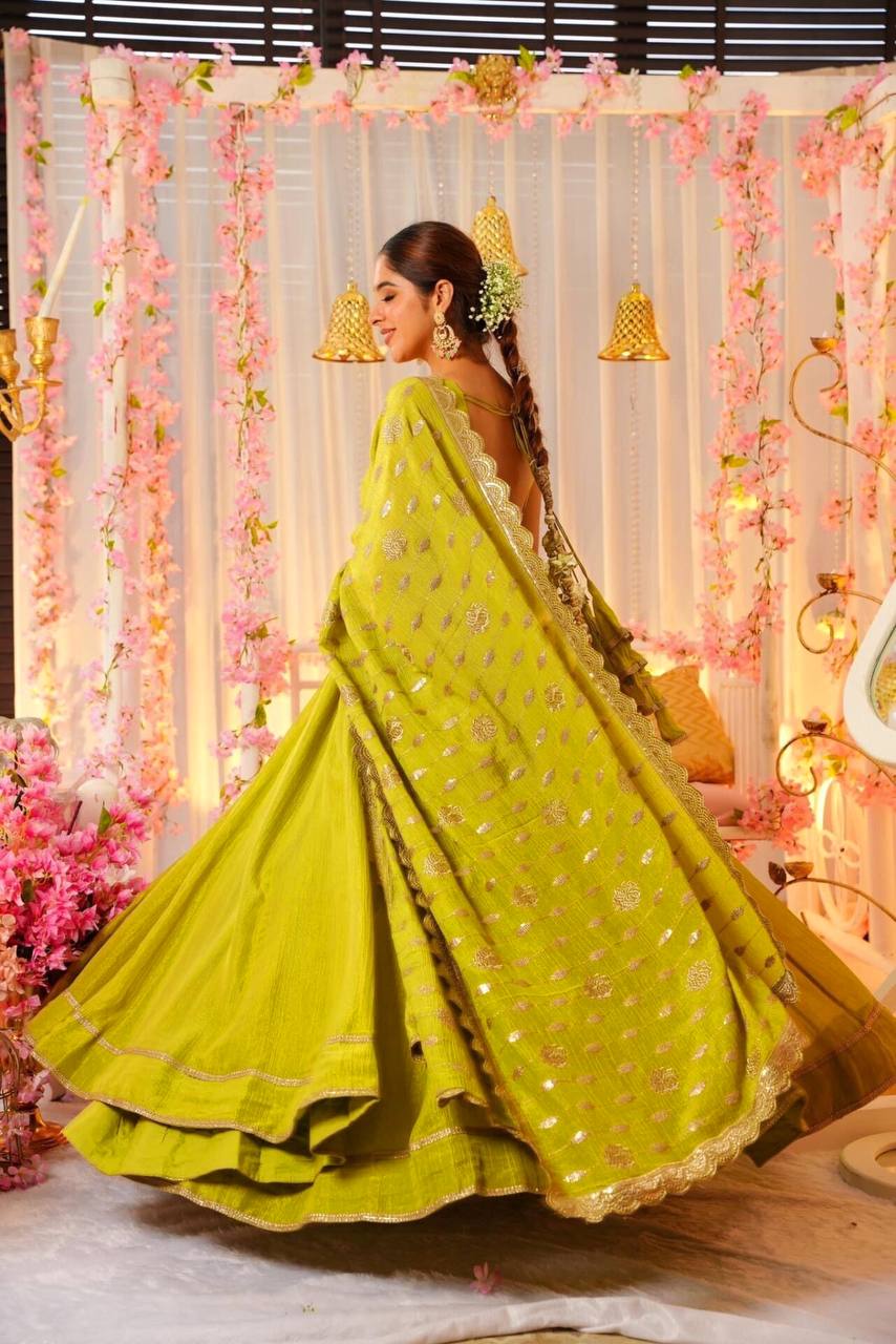 Precious Roman Silk Mustard Color Long Gown TD-6041