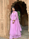 Beautiful Purple Color Embroidery Lace work Anrakali Gown