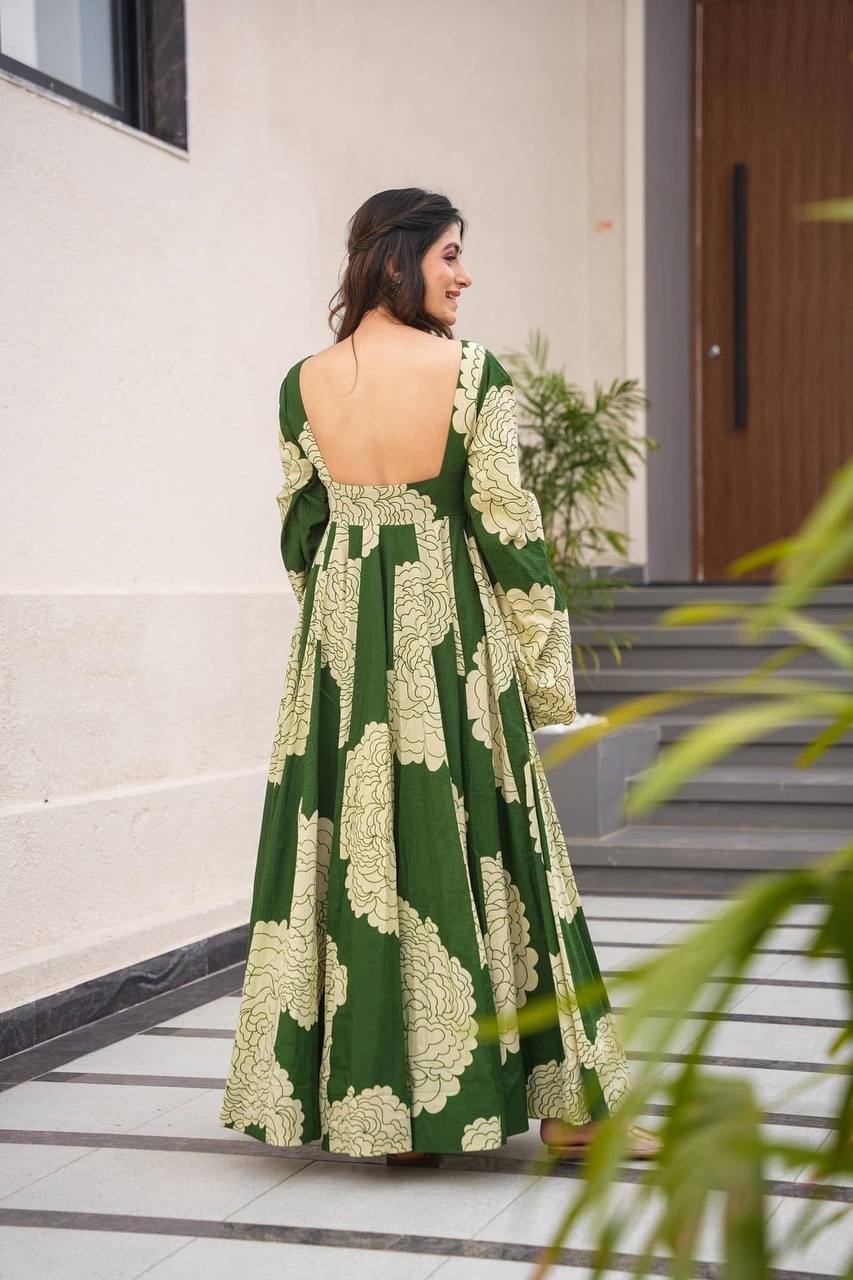 Awesome Green Color Digital Print Gown TD-6047