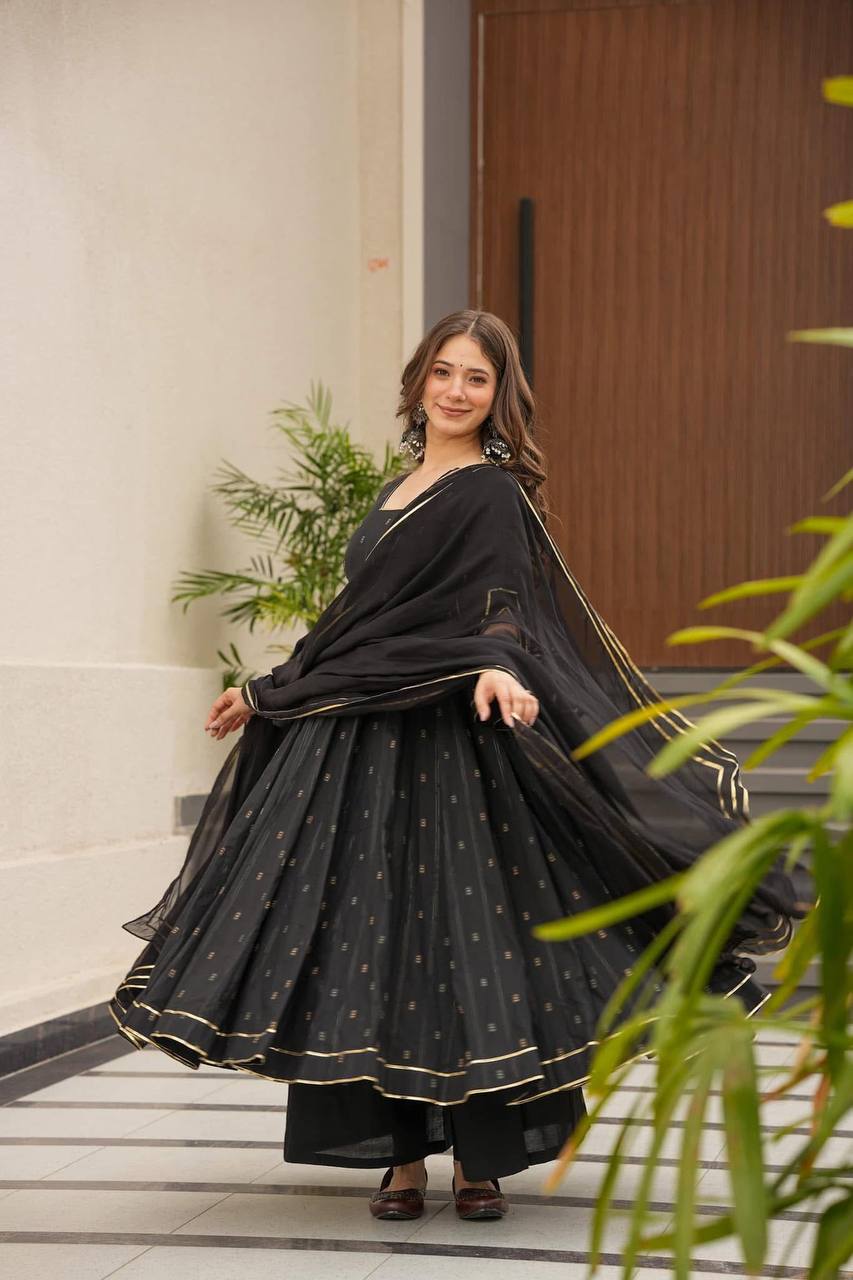 Precious Digital Print Work Black Color Gown TD-6049