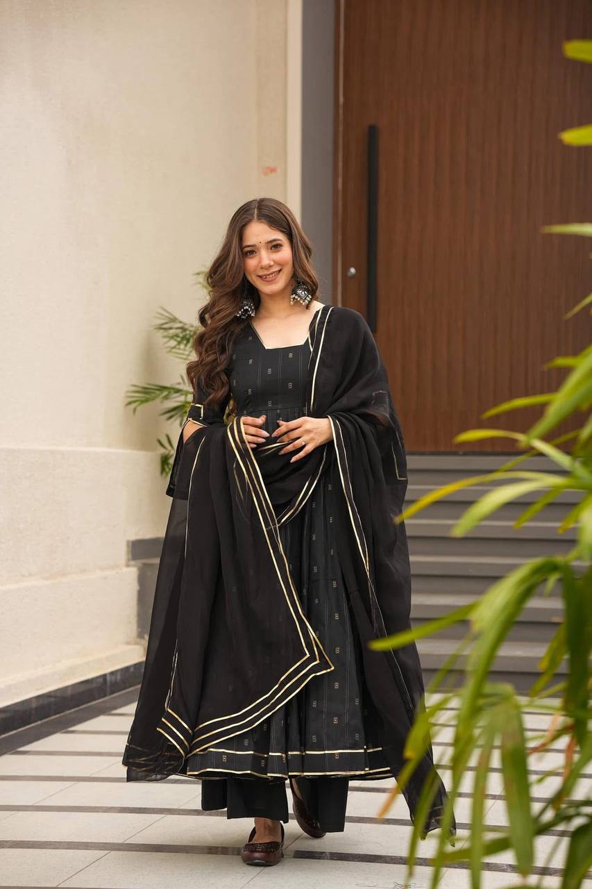 Precious Digital Print Work Black Color Gown TD-6049