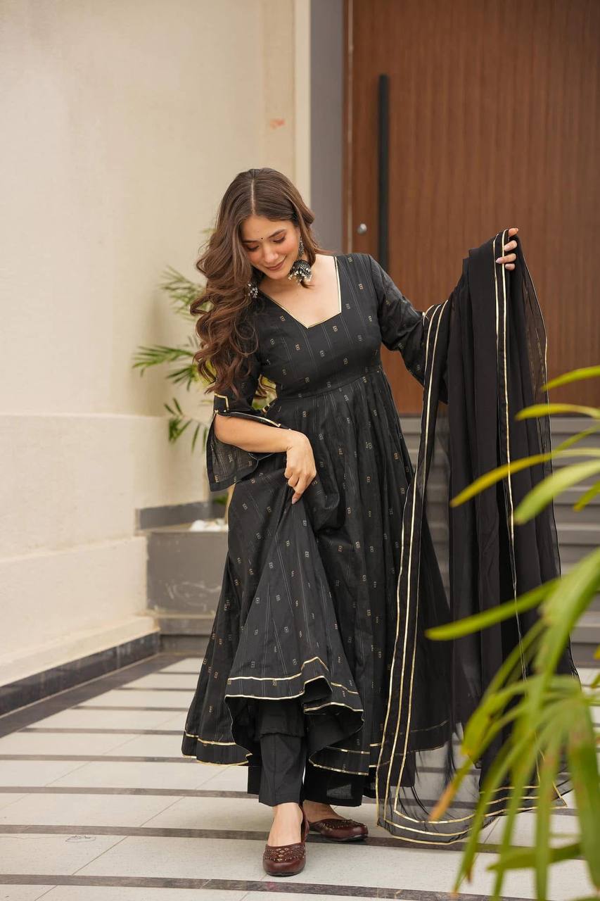 Precious Digital Print Work Black Color Gown TD-6049