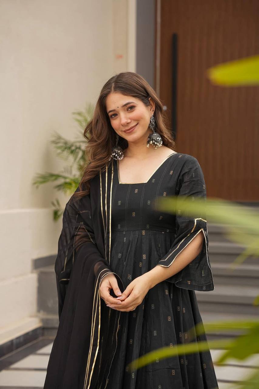 Precious Digital Print Work Black Color Gown TD-6049