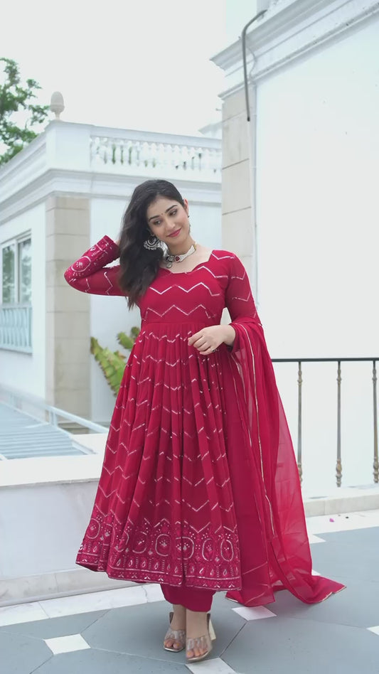 Amazing Georgette Maroon Designer Anarkali Suit TD-6016